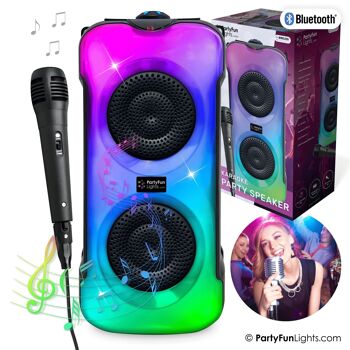 Kit de karaoké Bluetooth Party - La façade LED change de couleur - incl. microphone - effets de lumière 4