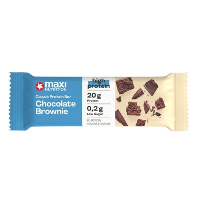 MaxiNutrition Classic Protein Bar Chocolate Brownie, 21x40g High-Protein-Riegel, 50% Eiweißgehalt, 20g Protein pro Riegel, low sugar (0,2g), ohne Zuckerzusatz, ohne küntsliche Aromen/ Farbstoffe