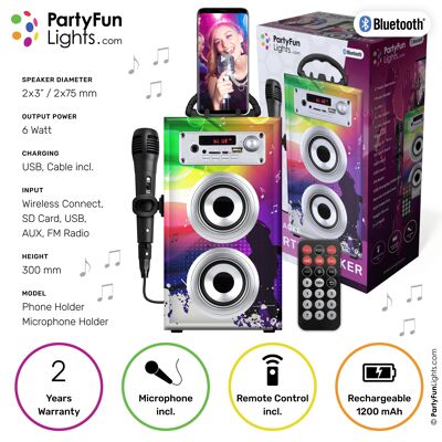 PartyFunLights - Ensemble de karaoké Bluetooth - haut-parleur de fête - microphone - télécommande