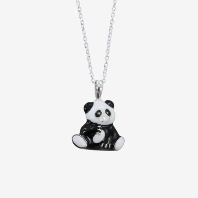 Emaille-Panda-Halskette