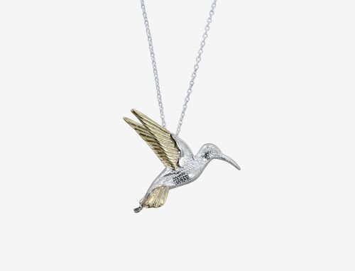 Silver and Golden Hummingbird Necklace