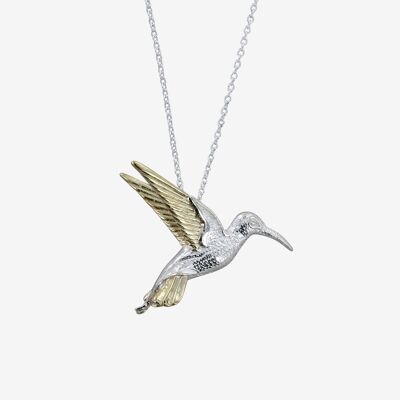 Silver and Golden Hummingbird Necklace