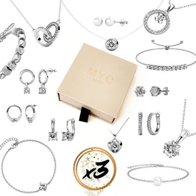 3 bijoux surprises en boite cadeau - Argent et Cristal