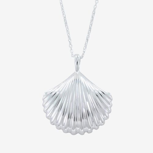 Large Scallop Shell Sterling Silver Necklace