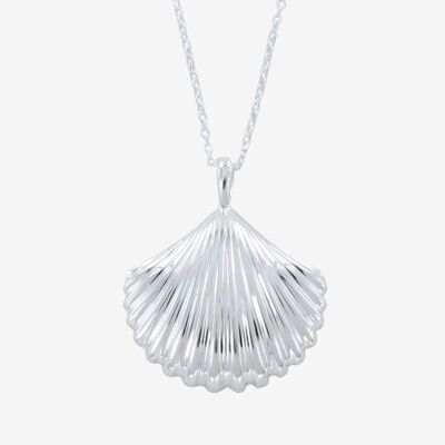 Large Scallop Shell Sterling Silver Necklace