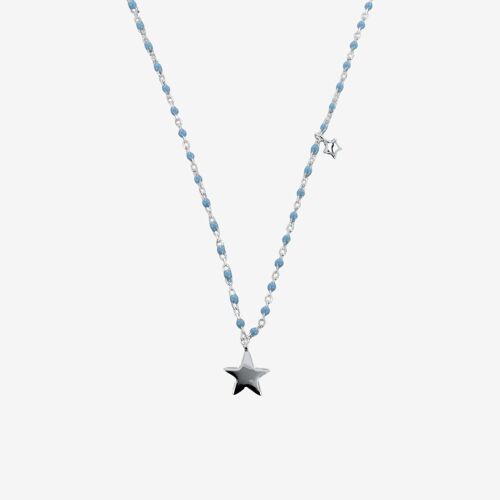Sterling Silver and Baby Blue Star Enamel Necklace