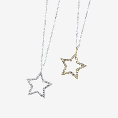 Silhouette Star Pave Necklace