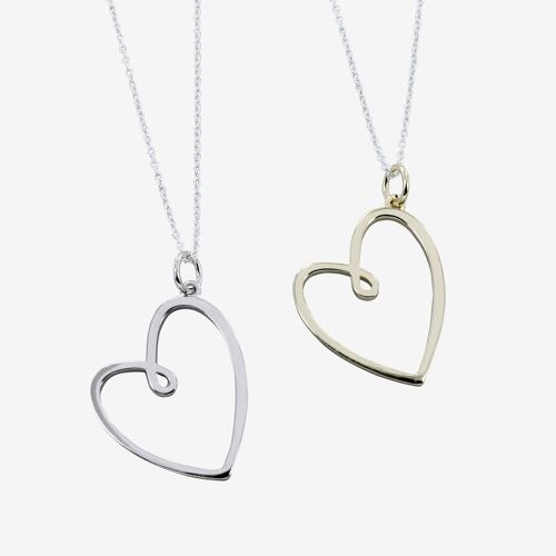 Looped Heart Necklace in Sterling Silver