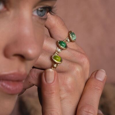 Anillo Galina - piedra ojo de gato ovalada