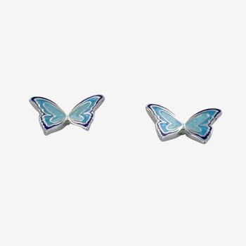 Boucles d'oreilles papillon en argent sterling avec émail 1