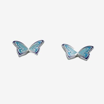 Emaille-Schmetterlings-Ohrstecker aus Sterlingsilber