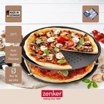 Set de 2 plaques à pizza 32 cm et une roulette à pizza Zenker Special Countries 4