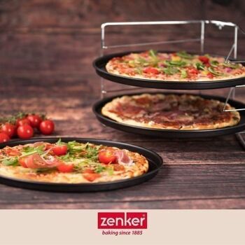 Set de 3 plaques à pizza et une grille de superposition Zenker Special Countries 5