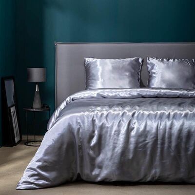 Housses de couette ensemble hôtel en satin gris Fresh & Co - 200x220cm