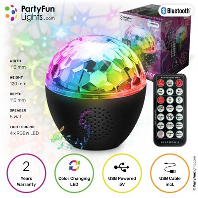 PartyFunLights – Bluetooth-Party-Lautsprecher, Sternenlicht-Projektor – 16 Lichteffekte – Fernbedienung – Projektorlampe