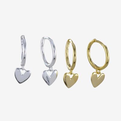 Heart Drop Hoop Earrings