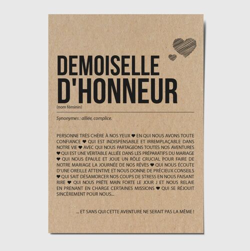 Carte postale définition Demoiselle d'honneur
