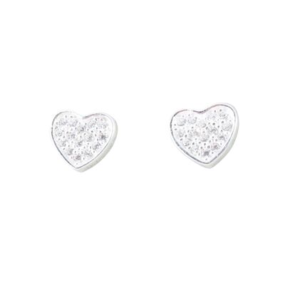 Sparkling Silver Heart Studs