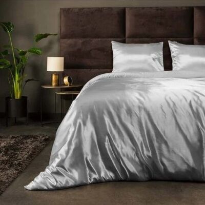 Housses de couette en satin gris argenté Florance - 240x220cm