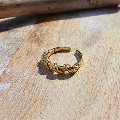 Damen Silber verstellbarer Ring Modeschmuck vergoldet