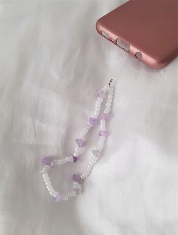 Handy-Perlenkette en Lila-Weiß 2