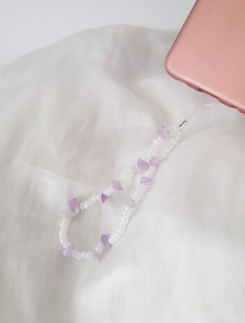 Handy-Perlenkette en Lila-Weiß 6
