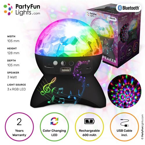 PartyFunLights - Wireless Bluetooth Party Speaker - light effects - rechargeable battery - projector lamp