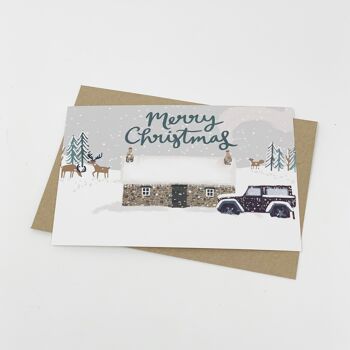 Bothy dans la neige "Joyeux Noël" - Carte de Noël 5