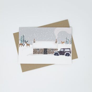 Bothy dans la neige - Carte de Noël vierge 3