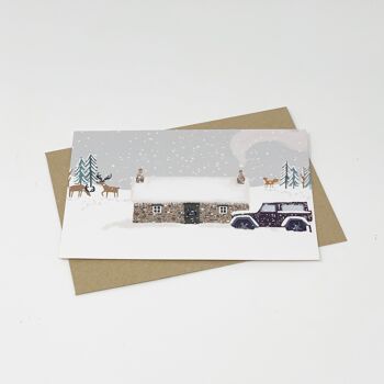 Bothy dans la neige - Carte de Noël vierge 4