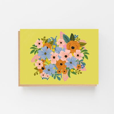 Carte vierge colorée fleur jaune