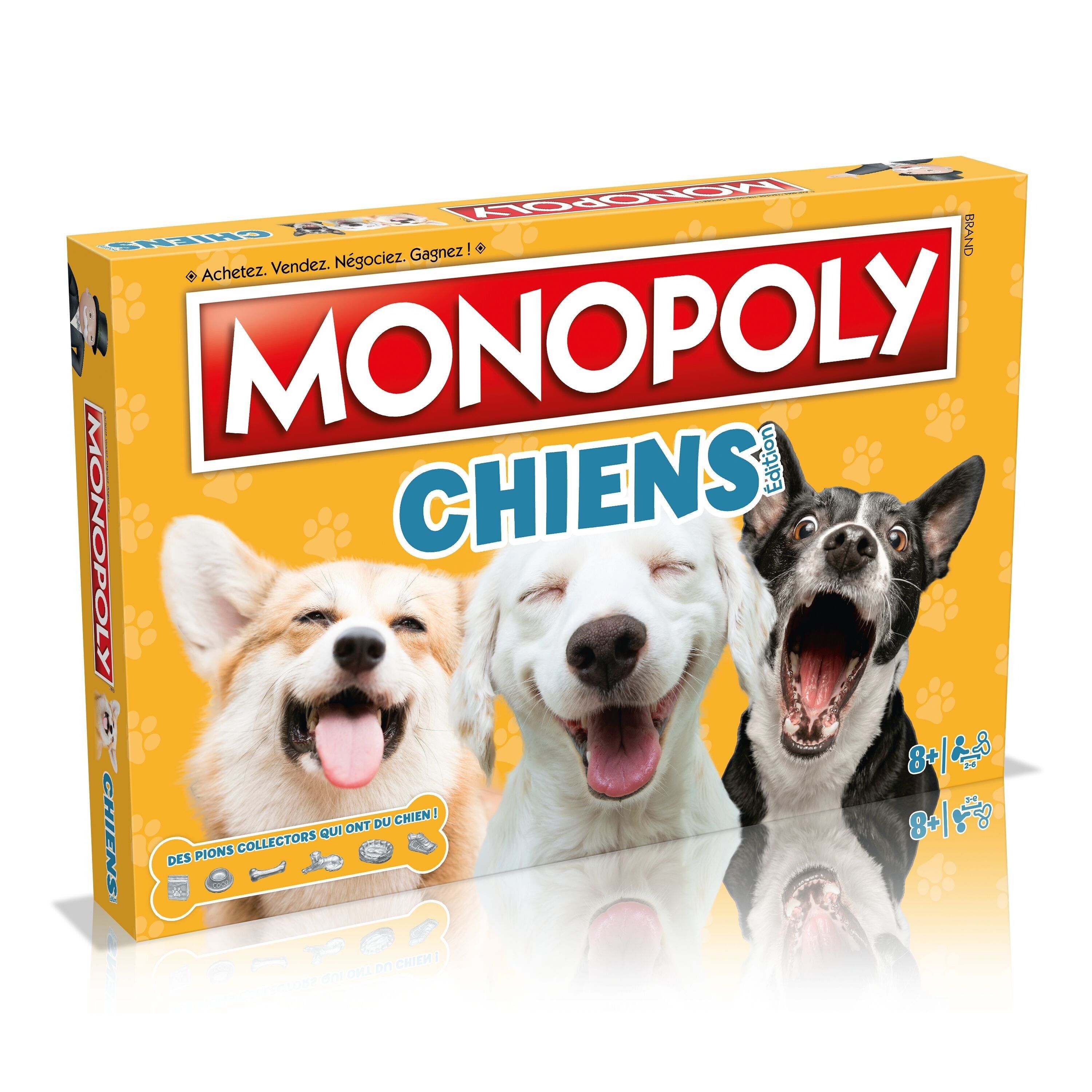 MONOPOLY CHIENS - Jeu de Société Officiel - Jeu famille - Hasbro Winning Moves - Cadeau Noël amateurs animaux - Cadeau anniversaire fans de chiens
