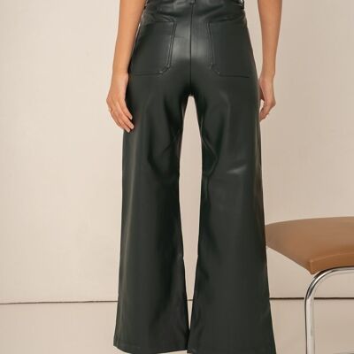 Pantalon Valentina similicuir cropped wide VERT SAPIN
