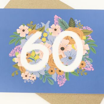 Carte colorée et florale du 60e anniversaire 5