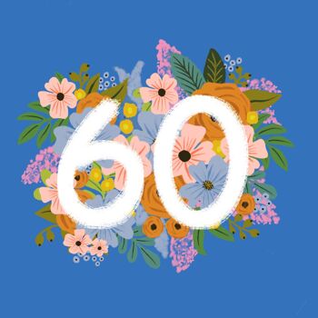 Carte colorée et florale du 60e anniversaire 6