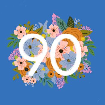 Carte d'anniversaire colorée et florale du 90e anniversaire 5