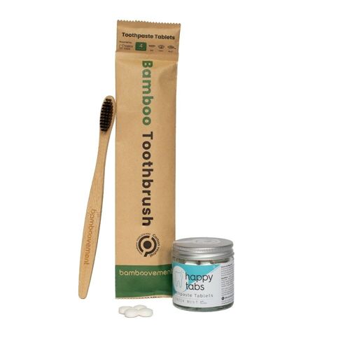 Eco-Friendly Dental Kit - Bamboo Toothbrush + Toothpaste Tablets