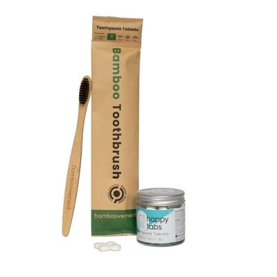 Kit dentale ecologico - Spazzolino da denti in bambù + compresse di dentifricio