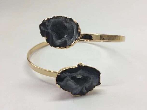 Dual-Geode-Drusen-Armband, vergoldet