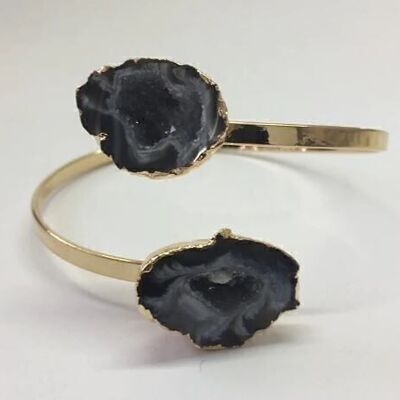 Pulsera Druzy de Doble Geoda, bañada en Oro