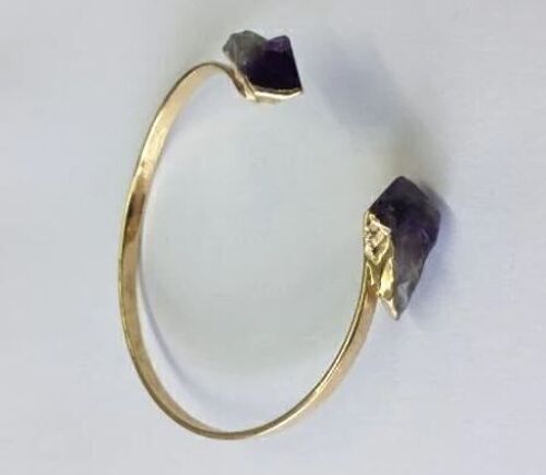Dual Point Amethyst Bracelet plated in Silver