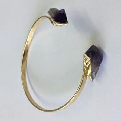 Dual Point Amethyst Bracelet plated in Silver