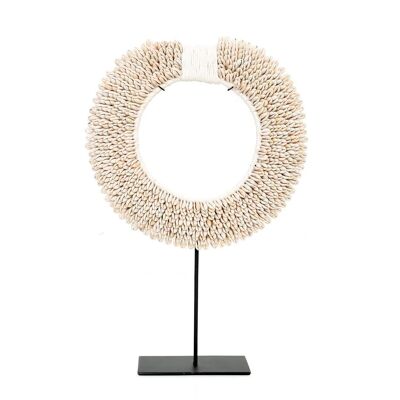 The Papua Shell Disc on Stand - White - M
