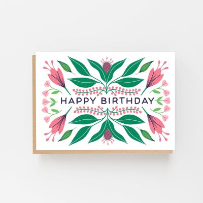 Happy Birthday - Floral Autumn Design