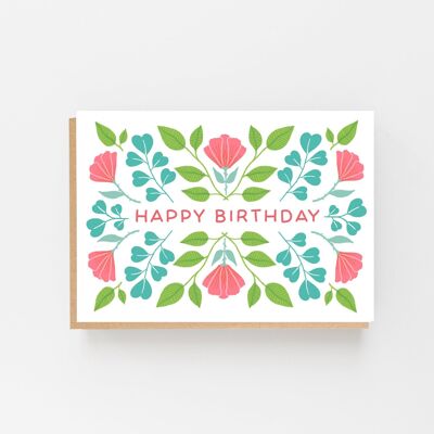 Feliz cumpleaños - Diseño floral de verano