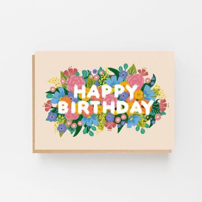 Happy Birthday - Flowers Vintage Cream