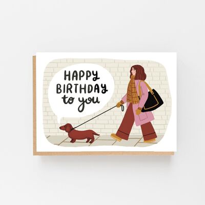 Buon compleanno a te biglietto di auguri bassotto