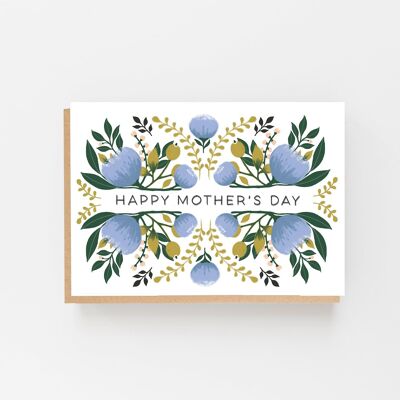Feliz día de la madre - Azul floral