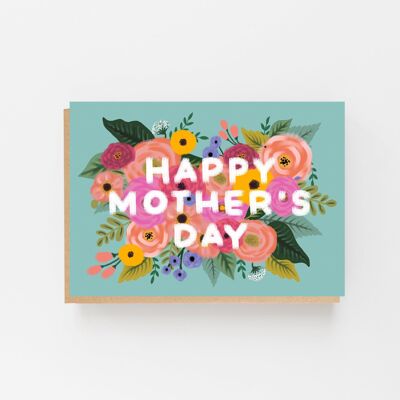 Tarjeta del día de la madre feliz - Vintage, diseño floral