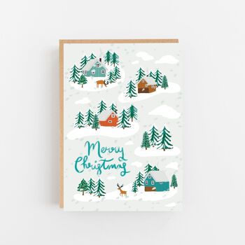 Carte de Noël Petites maisons dans la neige 1